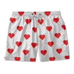 Bermuda Samba Canção Tactel Coração Masculino Short Preto