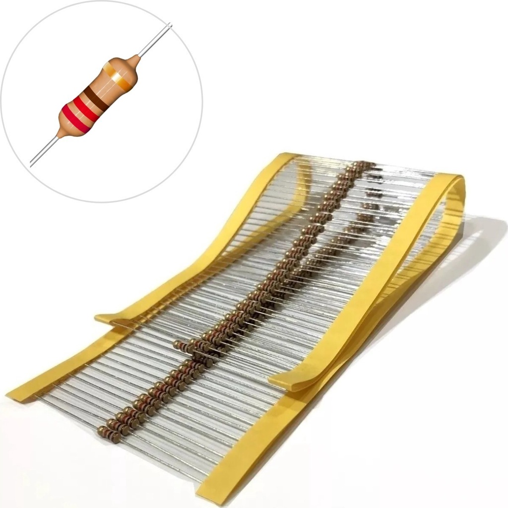 Kit 100 Unidades Resistor 220R 1/4W 5% Resistores Padrão Cr25 Ohms