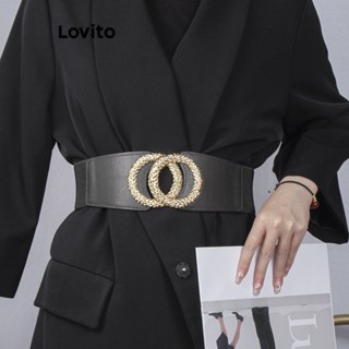 Lovito Cinto de Anel Básico para Mulheres L69AD043 (Preto)