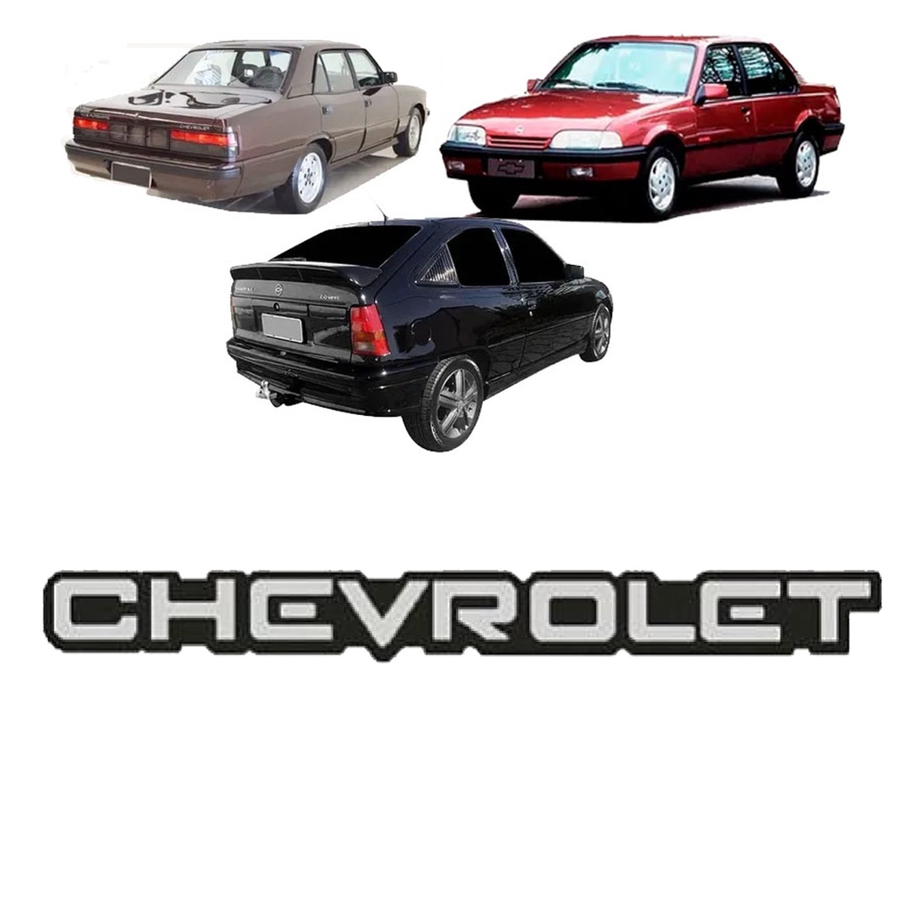 Emblema Letreiro Chevrolet Opala Monza Kadett 1991 1992 1993 1994 1995 1996 Cinza