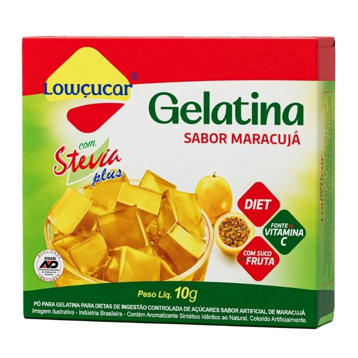 Gelatina Stevia Lowçucar Plus Maracujá 10g