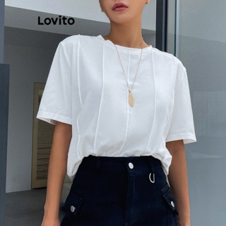 Lovito Camiseta com Linha de Estrutura para Mulheres LBE04025 (Branca)