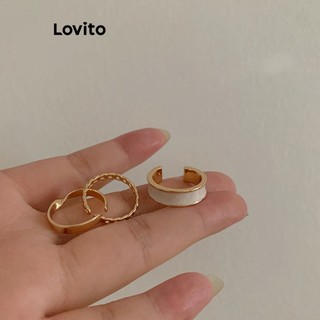 Lovito Anéis Abertos Simples para Mulheres LFA03215 (Branco) em Oferta na Shopee