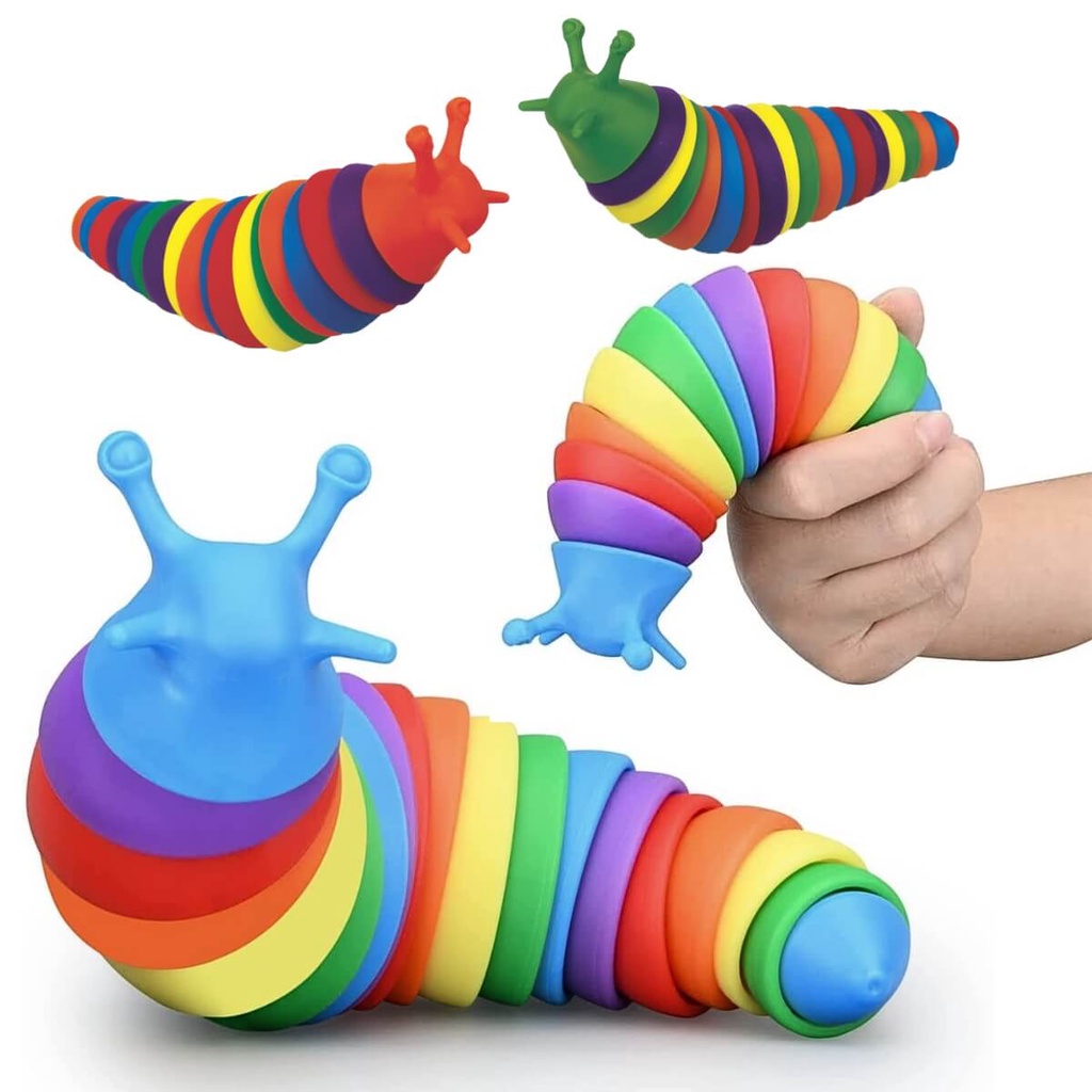 Brinquedo Lesma 3D Sensorial Creckpeia Colorida Articulado Largata Minhoca Cor Aleatório  MS1005