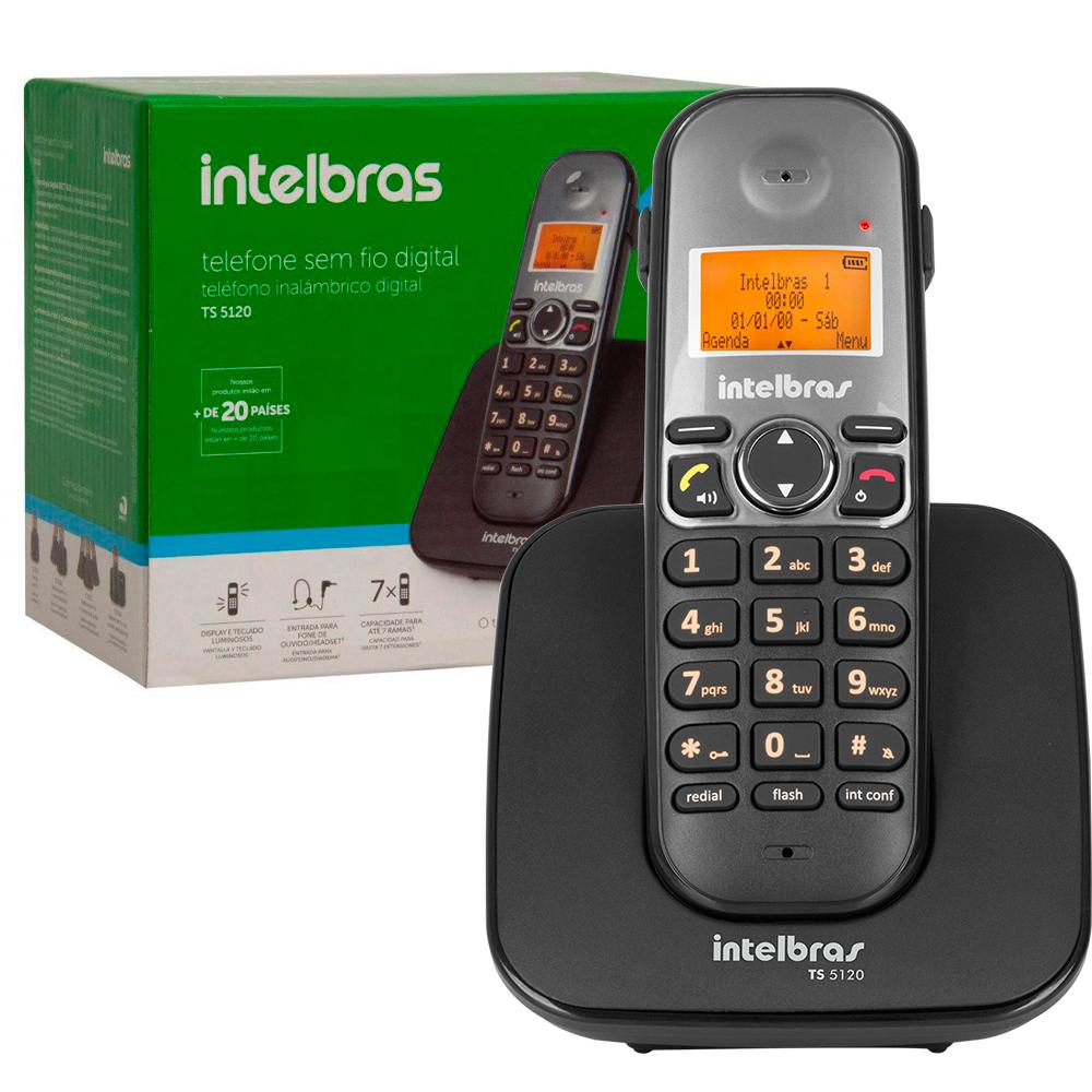 Telefone Digital Sem Fio DECT 6.0 com Identificador de Chamadas Intelbras TS 5120 Preto