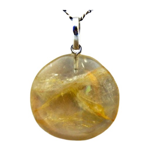 Colar Cabochão Disco Hematoide Castoação Pino Prata 950