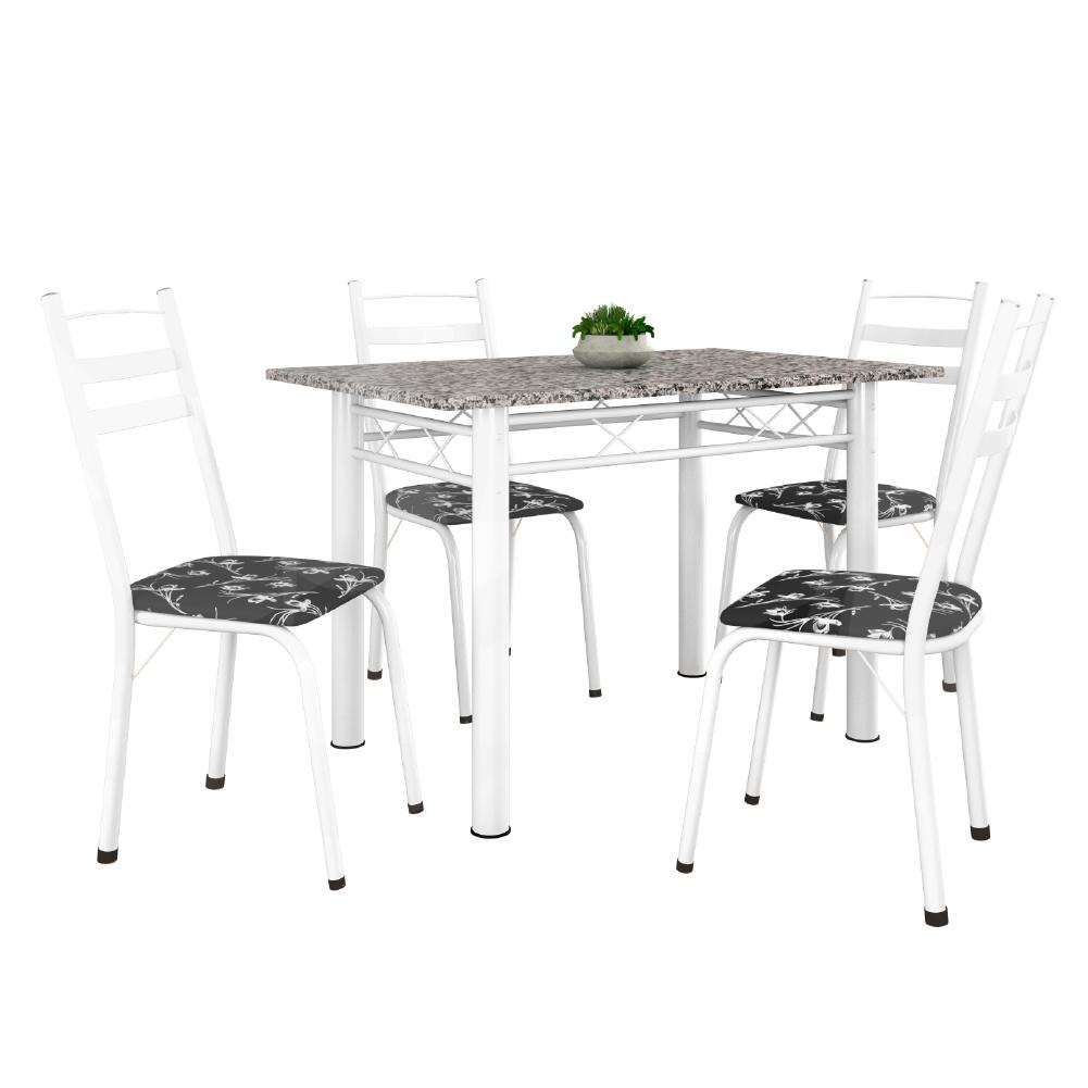 Conjunto De Mesa Itália Com 4 Cadeiras 1,20m Artefamol Branco/ Granito - Home & Living