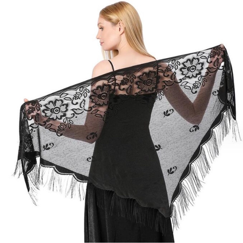 Sexy Cardigan Hollow Floral Tassel Shawl Exterior Cobertura De Praia De Férias Lenço Triangular em Oferta na Shopee
