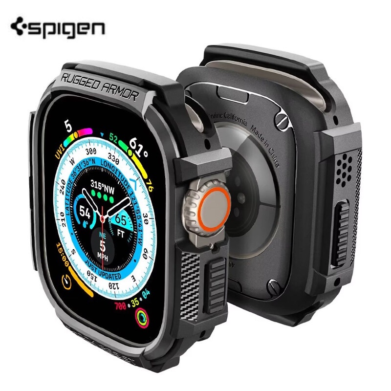 Spigen Silicone Capa TPU Protetora Padrão De Fibra De Carbono Compatível Para Apple Watch ultra 49/45/44/40/41mm iwatch Fosco Série 9 8 7 3 5 6 4 3 2