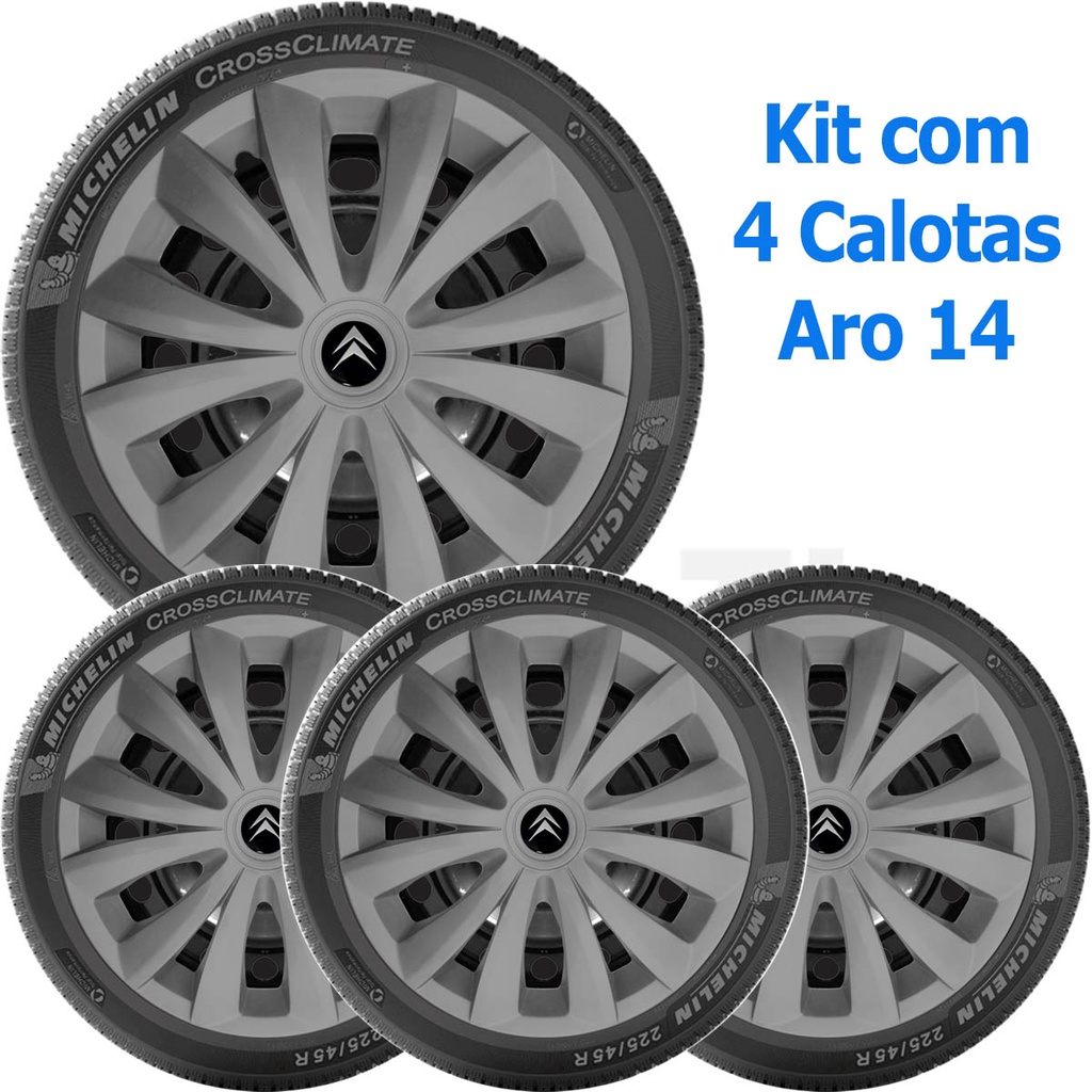 4x Calota CITROEN C3 C4 PICASSO Aro 14 Grafite 136ar