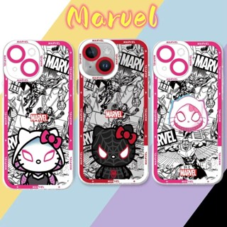Capa Para IPhone 14 15 Pro Max X XS XR 7 8 Plus 7 + 8 + SE 2020 2022 Marvel Homem-Aranha Hello Kitty TPU Luxo Coreano Fofo À Prova De Choque Concha Popular