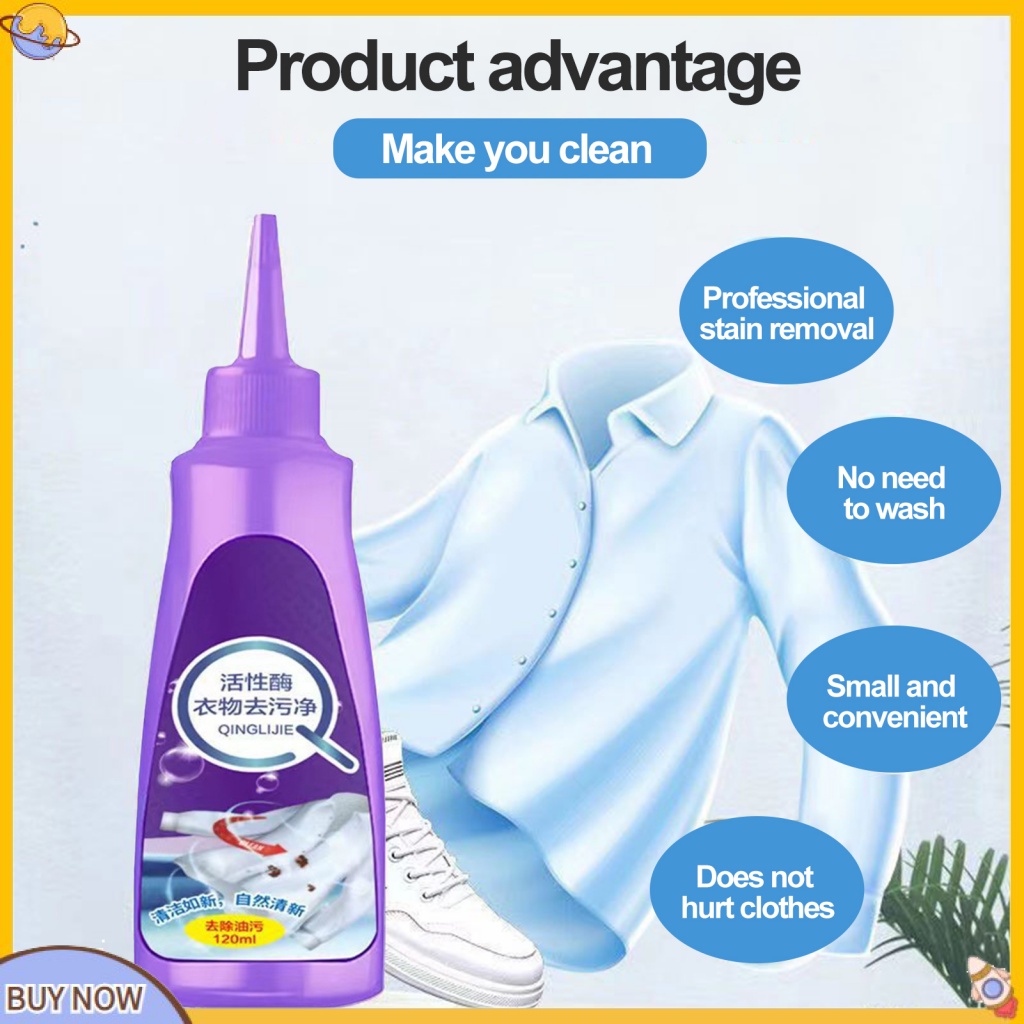 Wine Stain Removal for Clothing Laundry Detergent for Stubborn Stains Powerful 120ml Enzyme Remover for Clothes Carpets and Fabrics Effective on Oil Ink