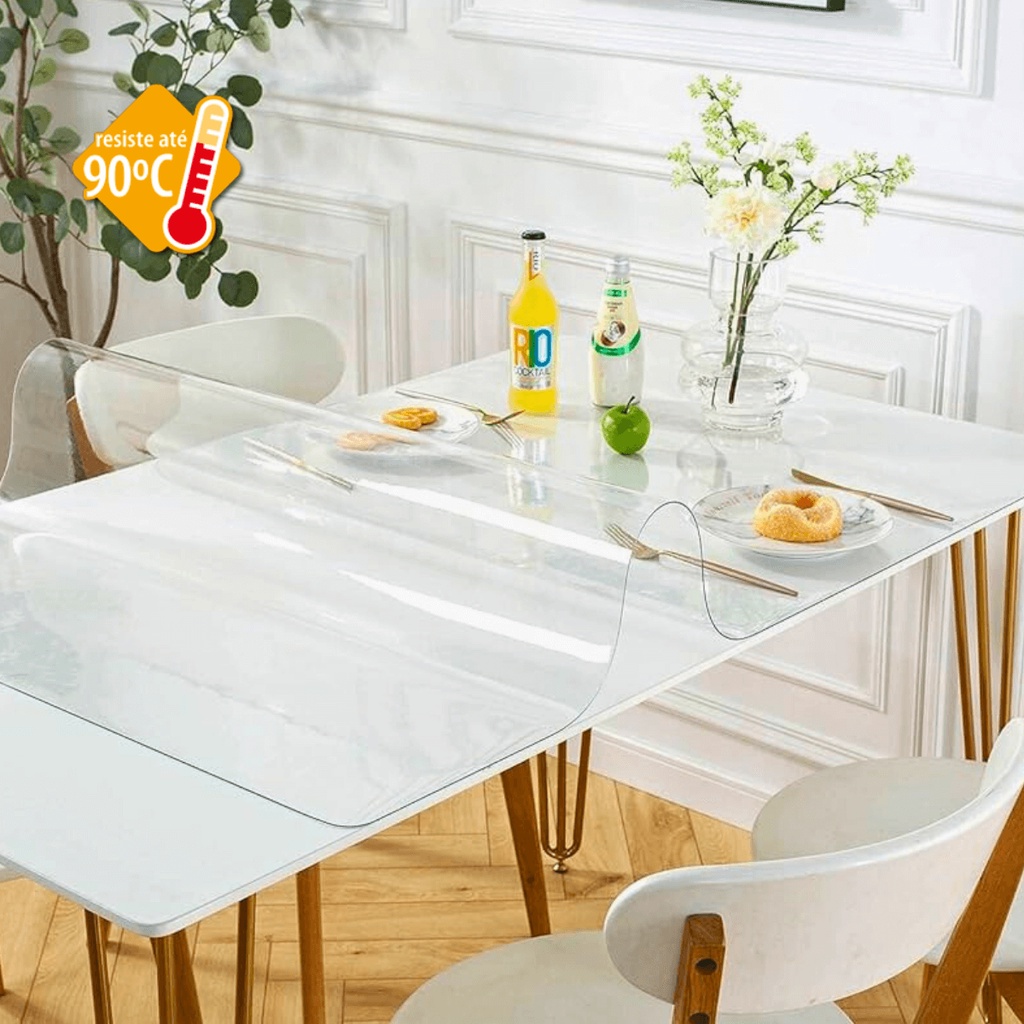 Toalha De Mesa Plástico PVC 4 6 8 10 12 Lugares Grossa Cristal Transparente Térmica Impermeável Decoração Cozinha Sala