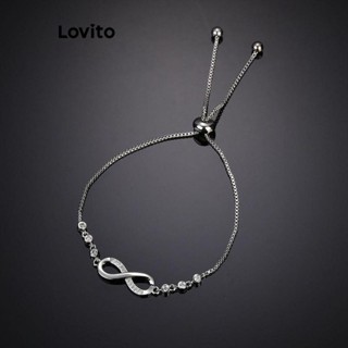 Lovito Pulseira Casual De Metal Liso Com Zircão Para Mulheres LFA11051