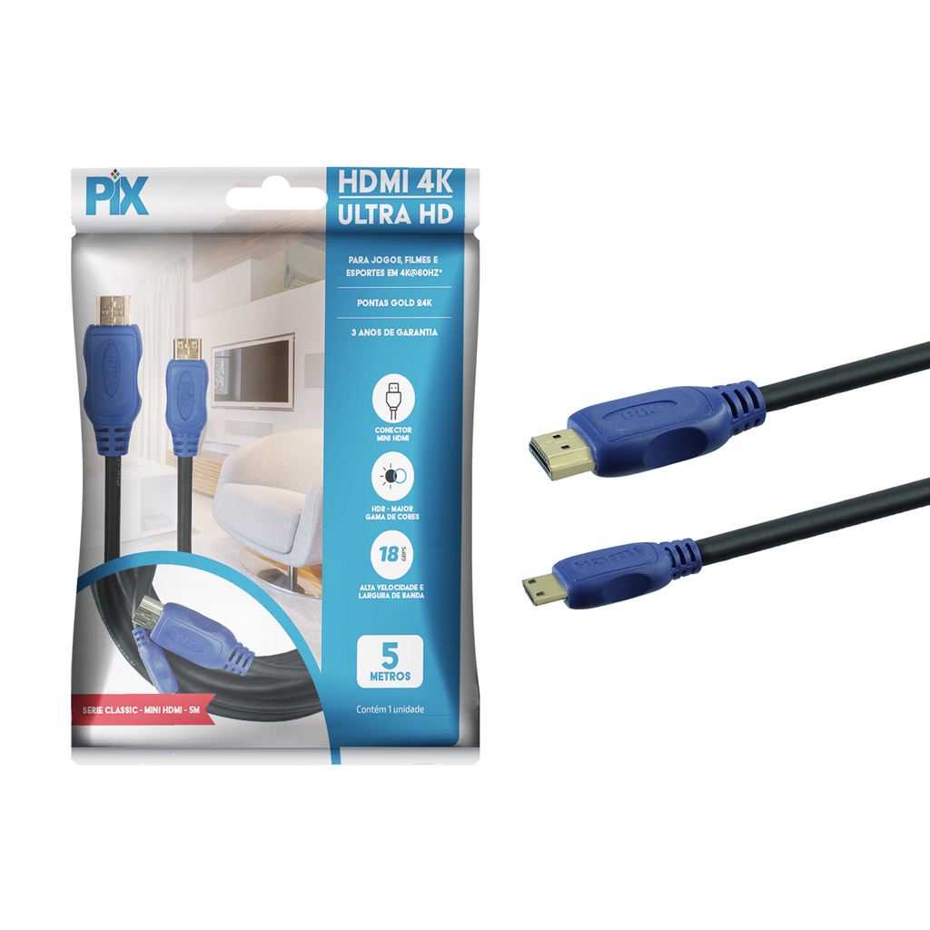 Cabo Mini Hdmi X Hdmi 4k 60hz/2160p 3d Ultrahd 5 Metros