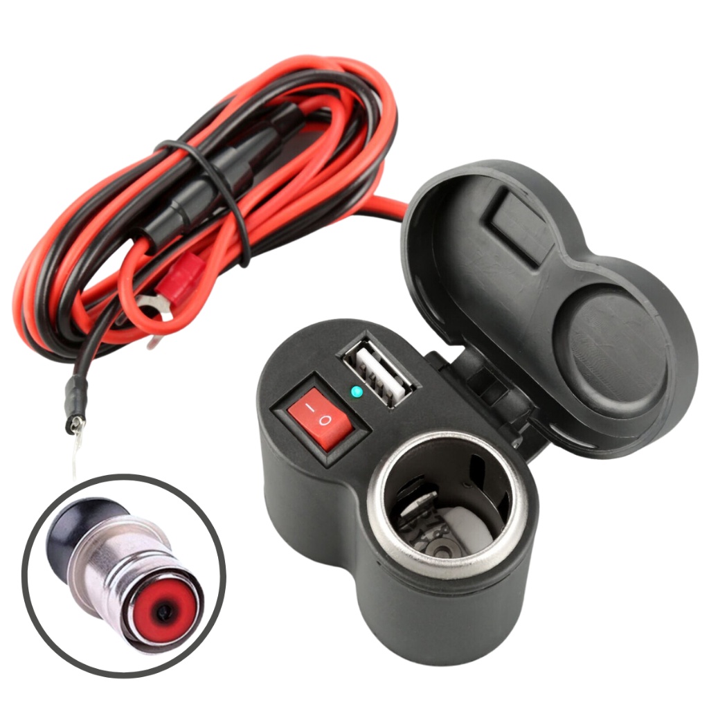 Tomada 12v Com Usb 5v Carregador Celular para moto acendedor cigarro