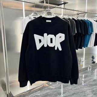 Versão Alta Vestuário Masculino Vestuário Masculino 2023 Outono Novo Estilo CD Carta Imprimir Camiseta de Pescoço Redondo Camiseta Moda Tudo em Combinação Homens Mulheres Manga Comprida Colarinho Trendy Label+Tag