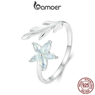 Bamoer 925 Sterling Sliver Ring Minimalista De Dupla Camada De Jóias De Moda Brilhantes Para Mulheres
