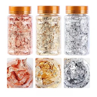 Pote Grande Folha de Ouro Prata Bronze / Resina Epóxi/ Encapsulamento Nails / Alongamento em Oferta na Shopee