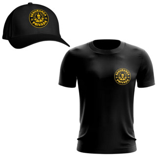 Kit Camiseta Manga Curta e Boné Preto Segurança Privada