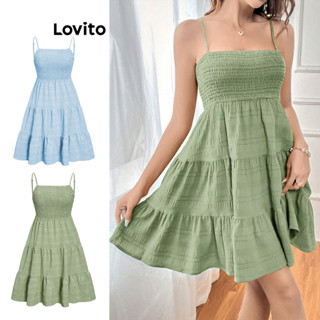 Lovito Boho Vestido Feminino Liso Bata de Camada Dupla L68ED201 (Multicolorido)