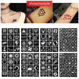SMS 1 Folha 48 Ou 12 Mapas Pintura De Arte Corporal Stencil Tatuagem Temporária Henna Modelos De Presentes Decalque Flores S6X7