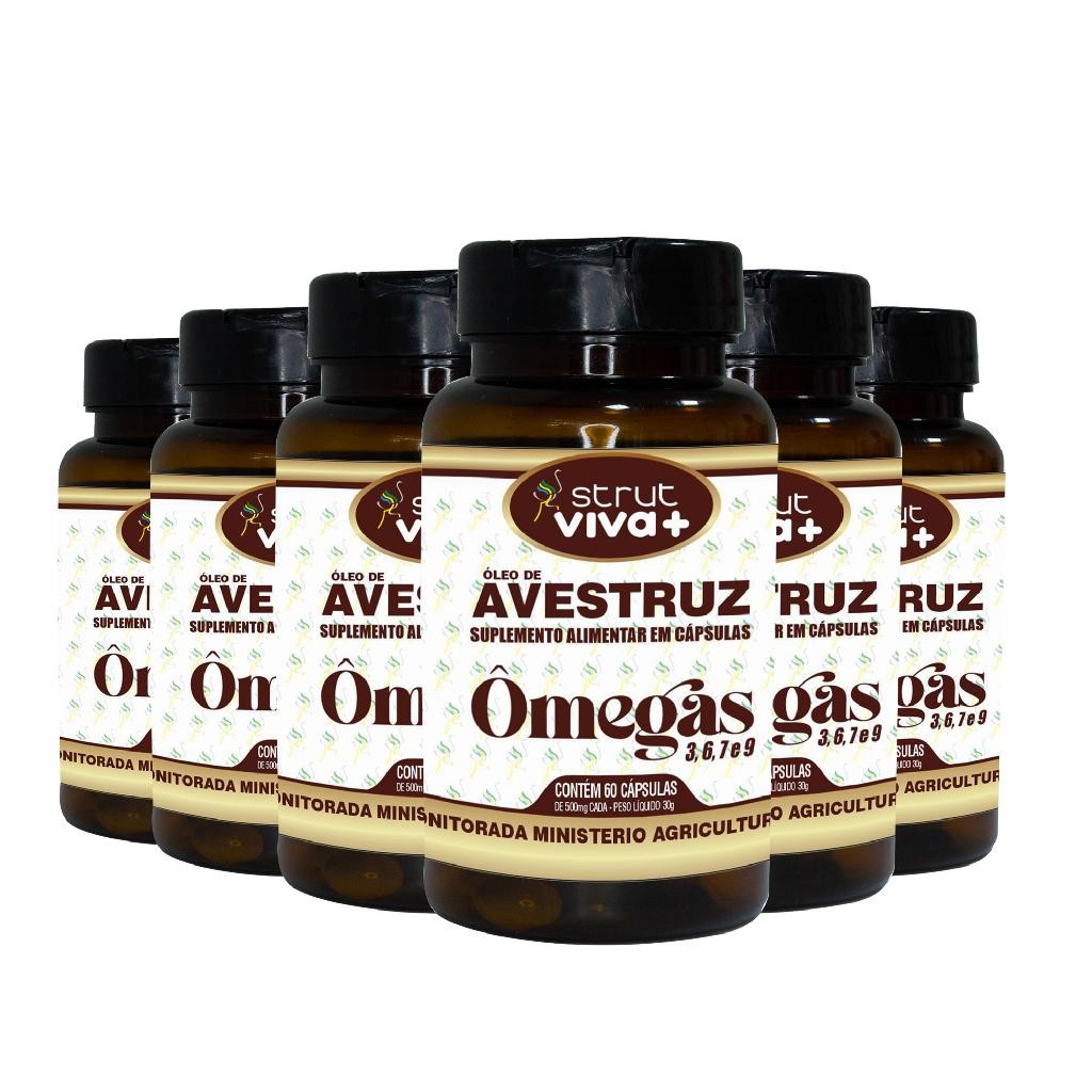 6X OLEO DE AVESTRUZ STRUT ORIGINAL OMEGA 3 6 7 9