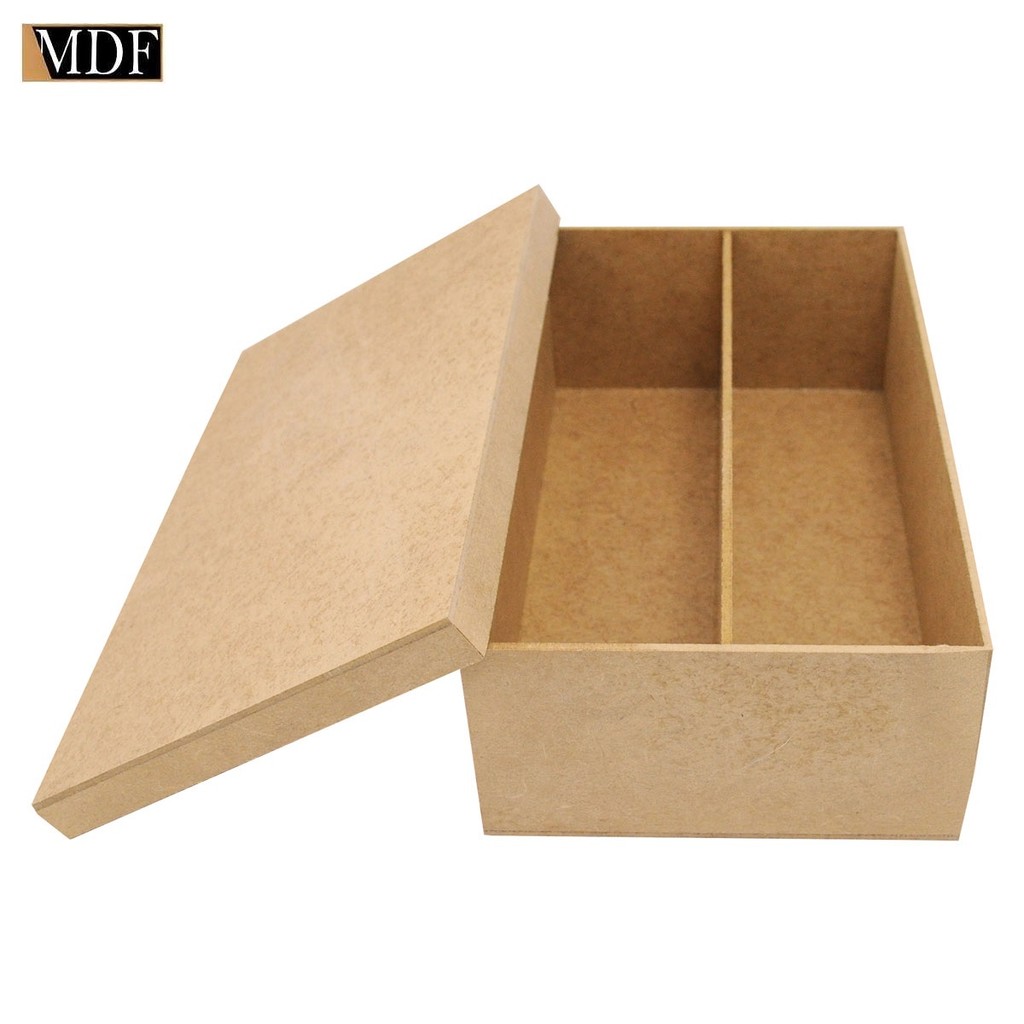 Caixa Retangular com 1 Divisória para Vinho e Taça 35x20x10 Kit 13 Unid Mdf Madeira