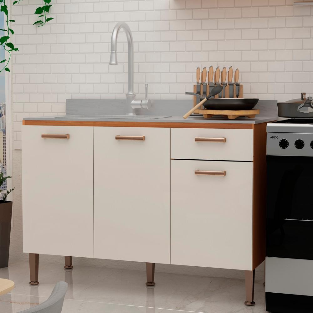 Balcão para Cozinha Freijó White Laca Brilho em Oferta na Shopee