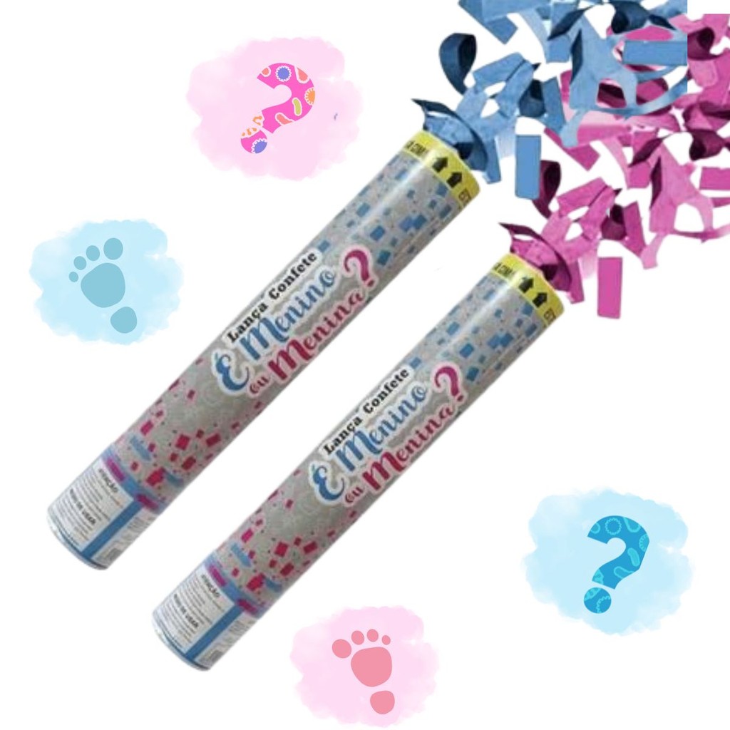 Lança Confete Chá Revelação Rosa Azul Festa Menino Menina em Oferta na Shopee