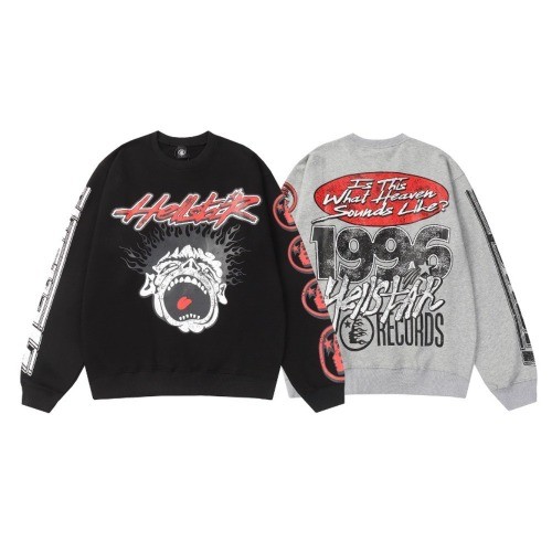 Moda High Street Hellstar Novo Unisexo Estilo Hip Hop Casual Manga Solta Camisola Redonda ENVIO IMEDIATO