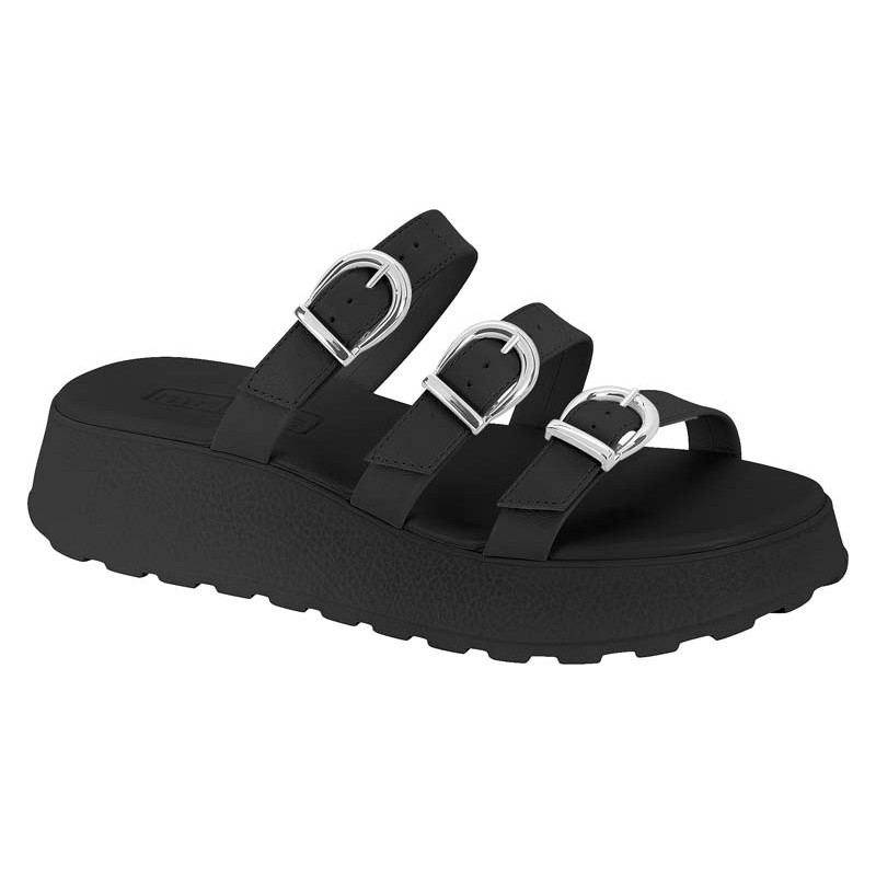 Sandália Moleca Anabela Papete Flatform Fivelas Leve Eva