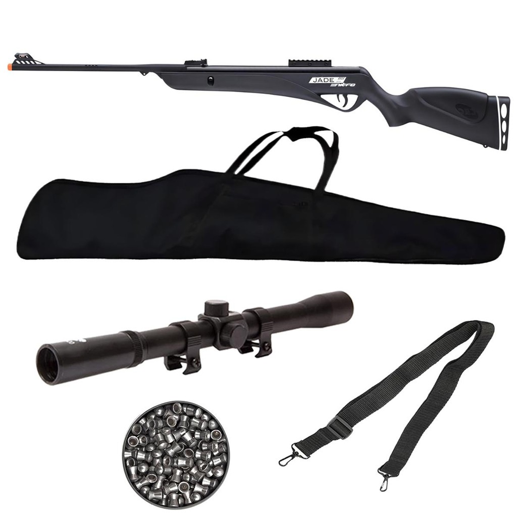 Carabina de Pressão Jade Pro Nitro Preta 5.5mm - CBC + Luneta 4x20 + Capa + Bandoleira + Chumbo em Oferta na Shopee