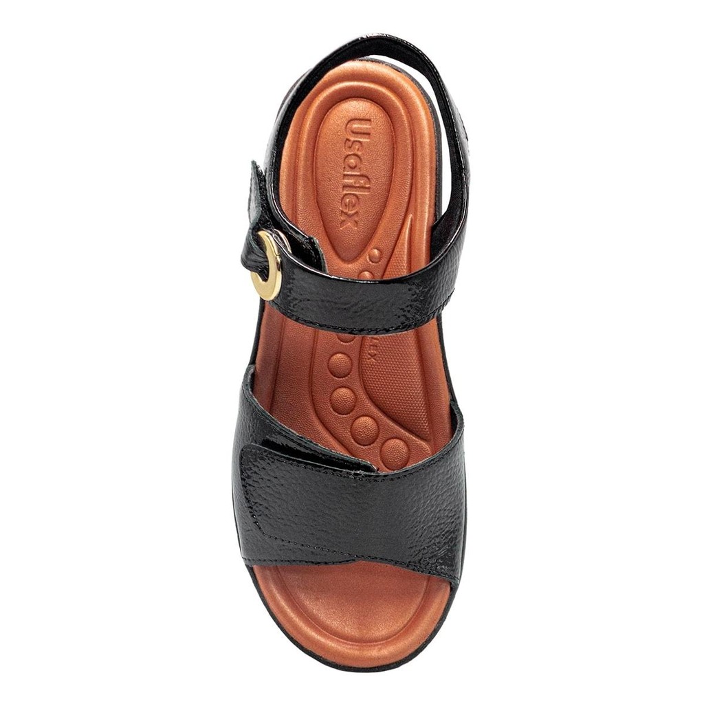Detalhes do Sandália Usaflex Feminina Salto Anabela Ajuste Fecho-Flex Casual AK0508