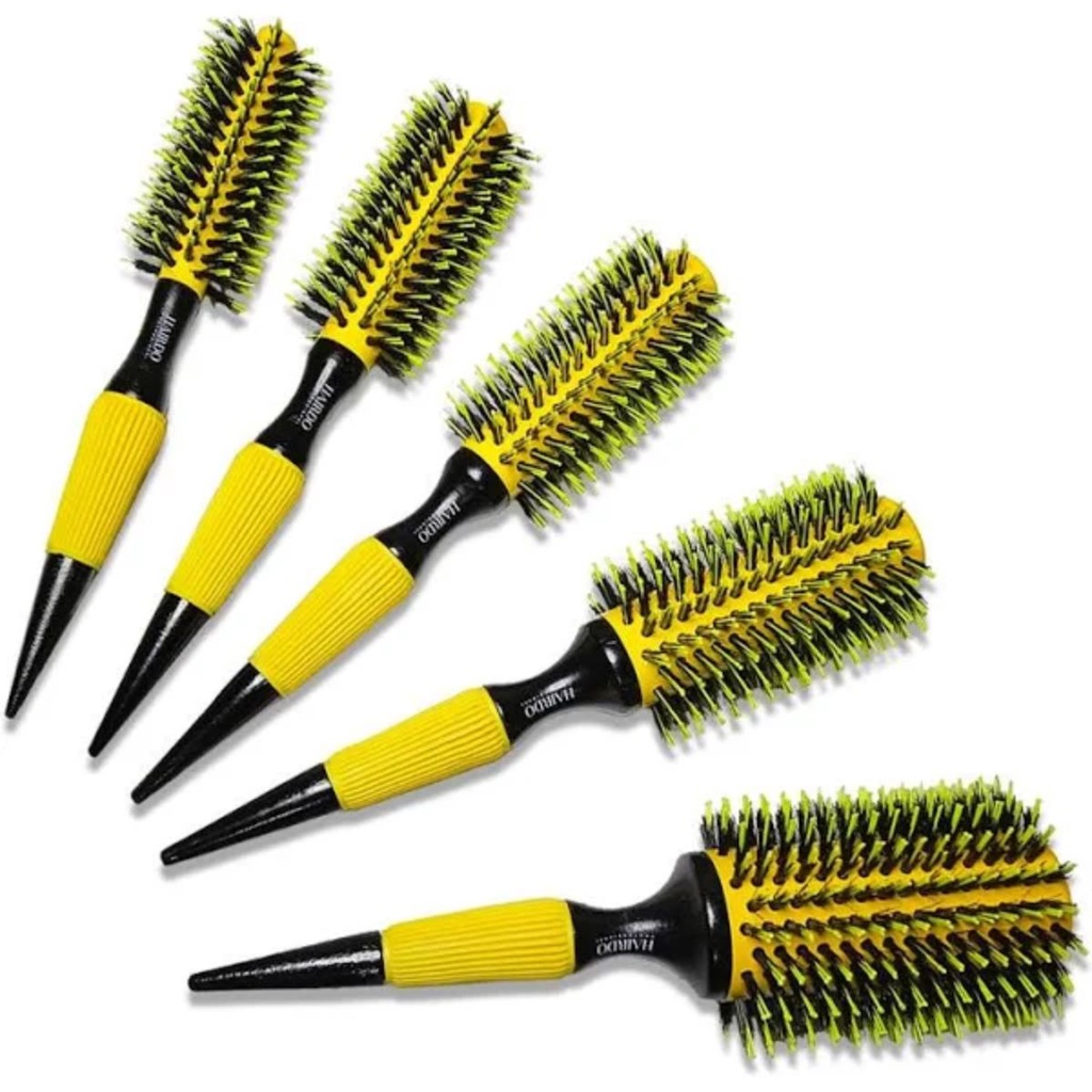 Escova De Cabelo Térmica Amarela Cerdas De Javali Cerâmica
