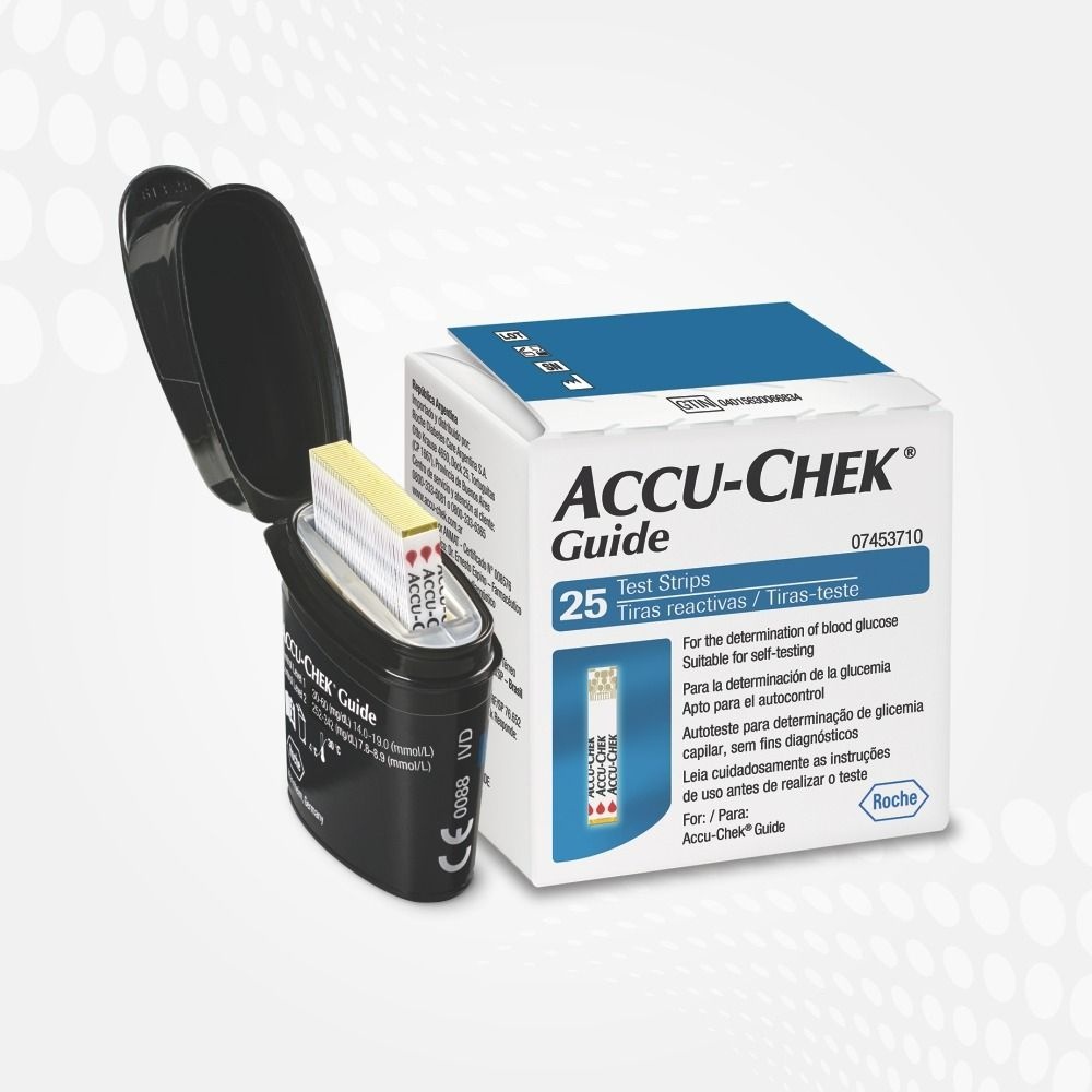 Tiras Accu Chek Guide Para Controle De Glicemia 25 Tiras