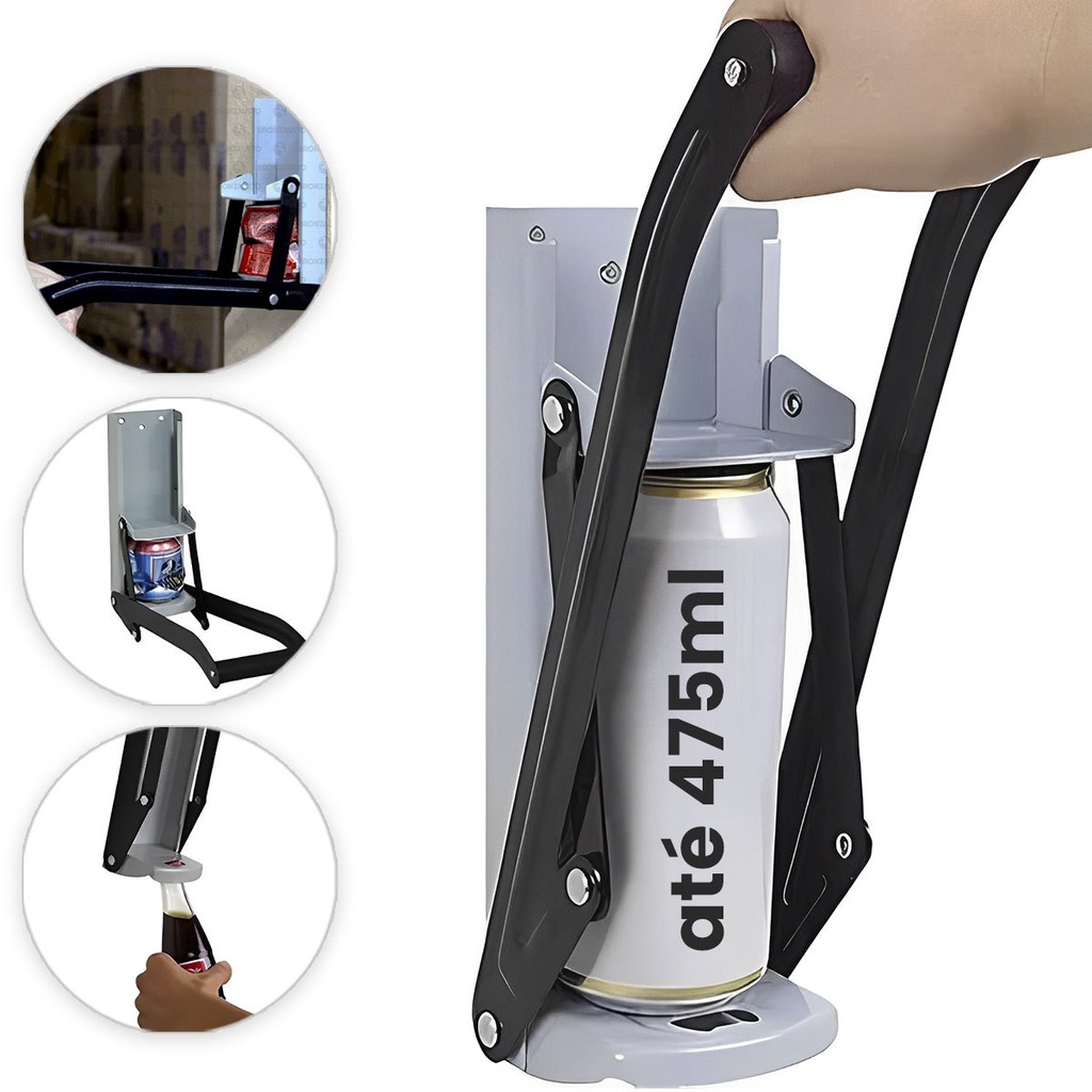 Amassador De Latinha De Cerveja Latas Refri Com Abridor De Garrafa Em Aço Até 475ml em Oferta na Shopee