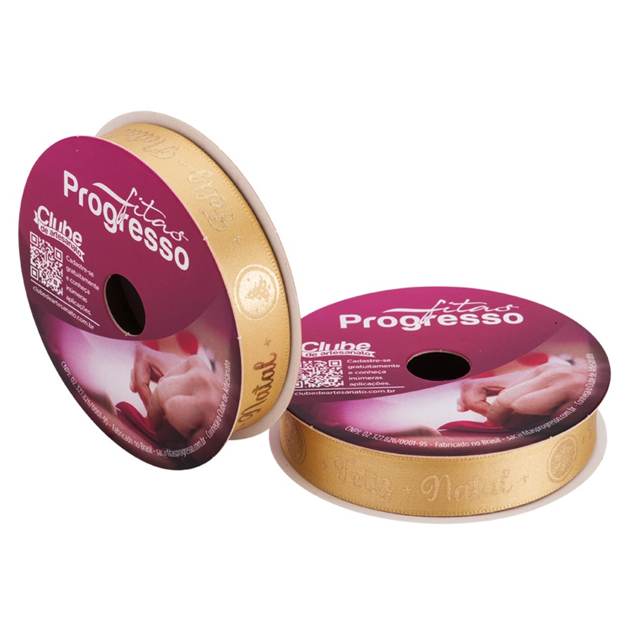Fita de Cetim ECF003H 15mm - Cor 468 - Feliz Natal - Rolo 10 metros  - 1 unidade - Progresso - Stationery