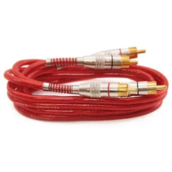 Cabo Rca 1 Metro Com Dupla Blindagem 5mm Vermelho Com Isolamento Dielétrico
