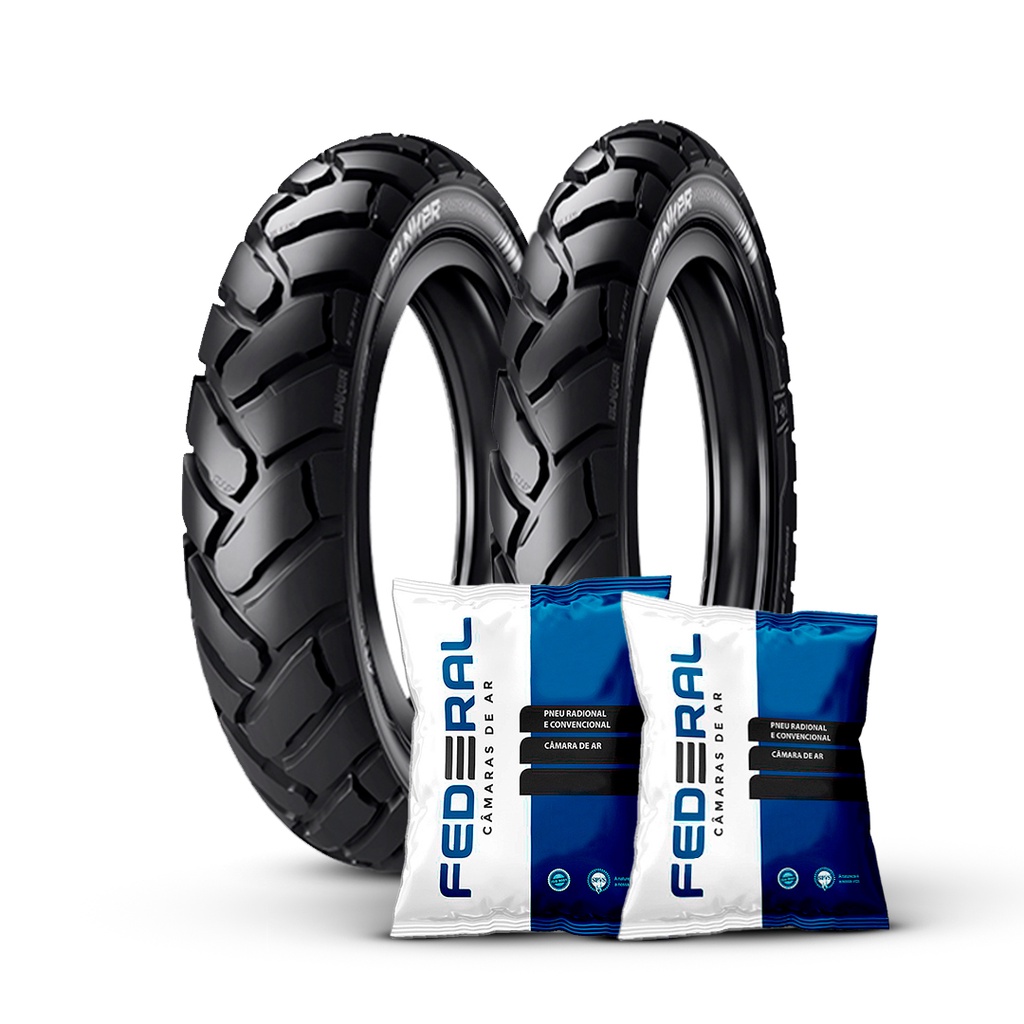 Kit Pneu Ira Bunker 80/100-14+60/100-17+2 Câmaras Biz100/125 em Oferta na Shopee