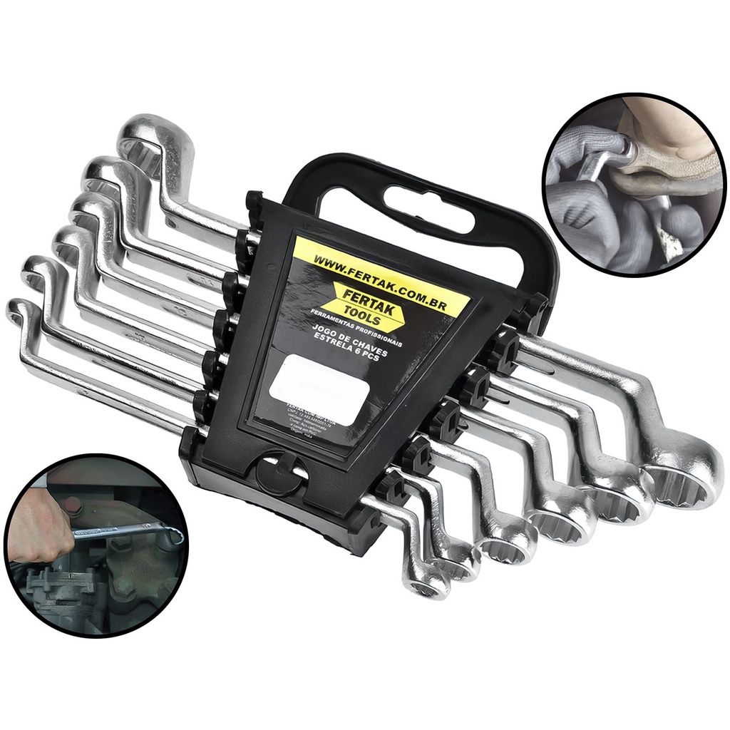 Jogo Chave Estrela 6 A 17mm 6 Pçs Aço Carbono Cromado Fertak 4828 em Oferta na Shopee