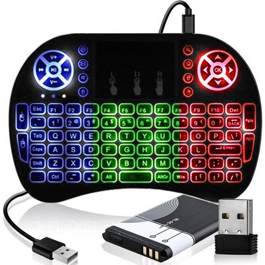 Mini Teclado Bluetooth Wireless Iluminado Led Color Touchpad Controle Portátil Smart Tv Video Game Notebook