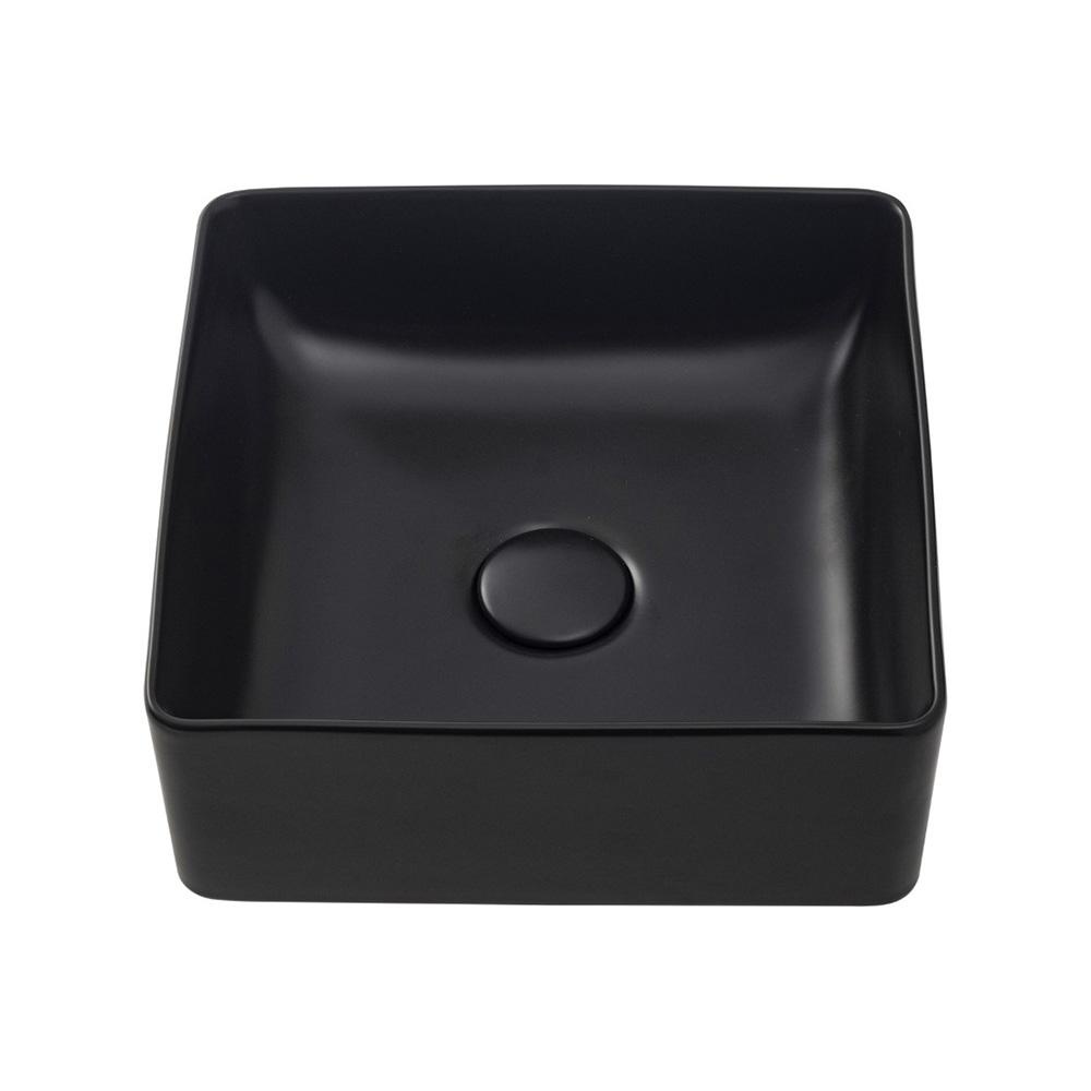 Cuba De Apoio Para Banheiro Quadrada Slim Louça Cerâmica 31 cm Crisoprásio Pingoo - Preto Fosco - Home & Living