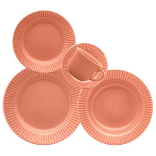 Aparelho de Jantar e Chá 20 peças Canelé Salmão em Oferta na Shopee