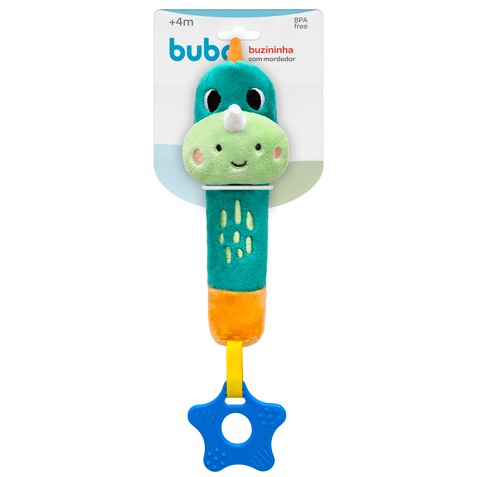 Buzina Com Mordedor Dino Dinossauro Buzininha buba  Bubazoo De pelucia Infantil bebê