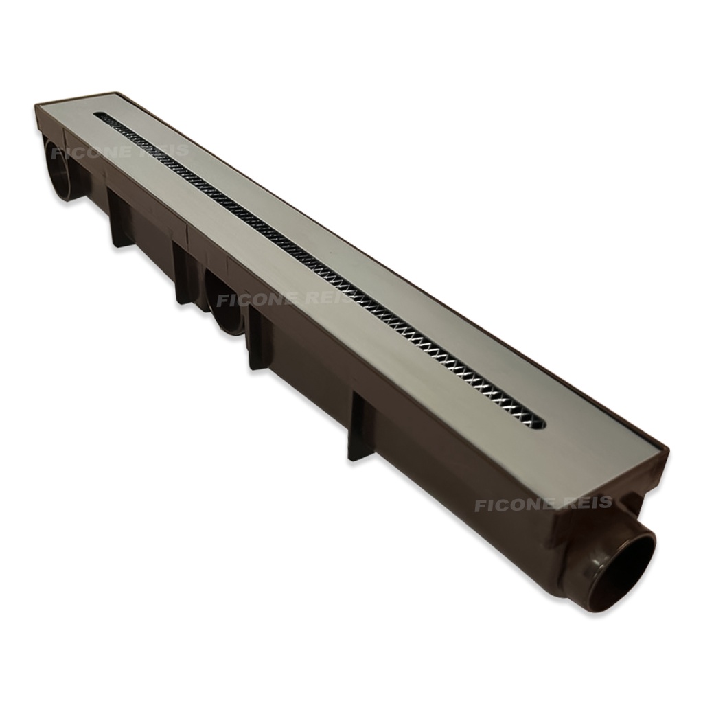 Ralo Linear 6x50 Inox 304 modelo Ciclope Coletor Marrom Com Tela Anti Insetos