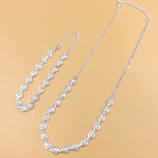 Kit Colar+Pulseira de pérolas de coração delicado choker banhado a Prata 925 Validade 3 meses