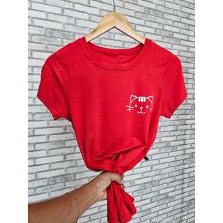 BLUSA ESTAMPADA CAMISA FEMININA T-SHIRT GATINHO