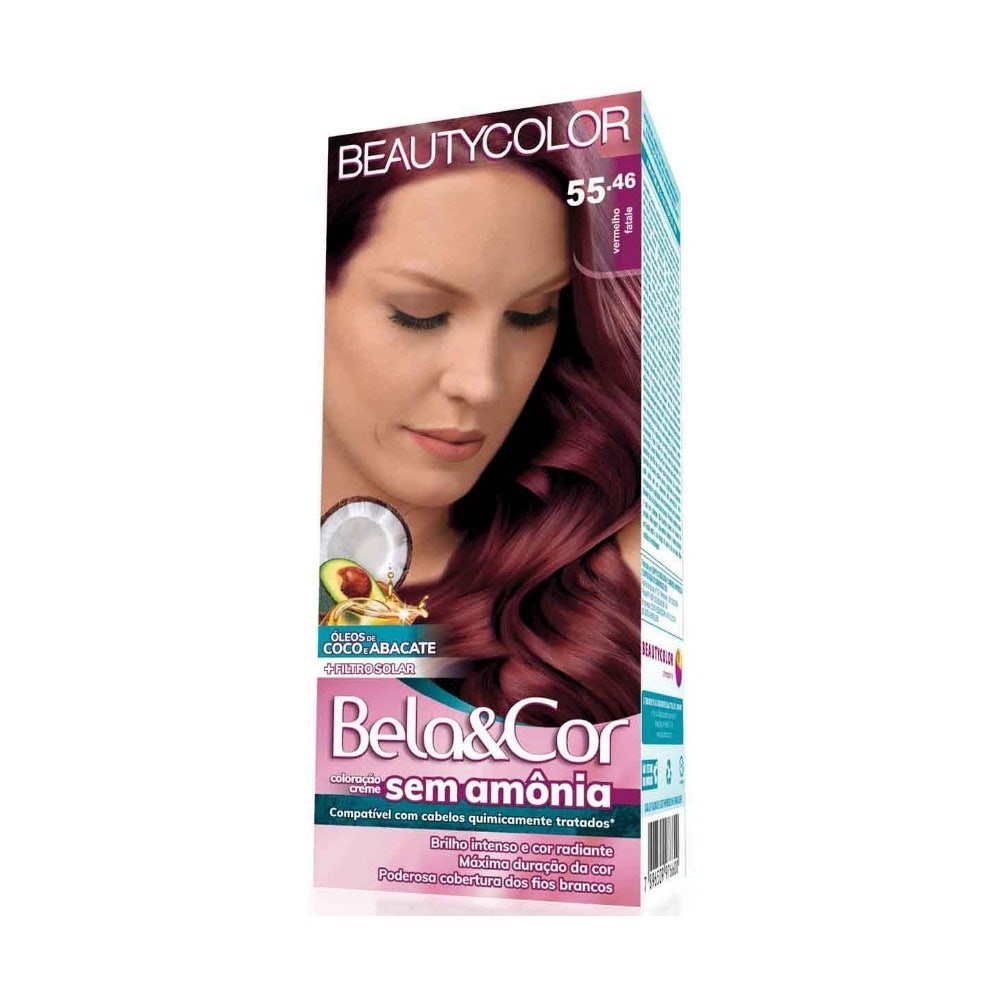 Tintura Bela Cor Kit Sem Amônia 55.46 Vermelho Fatale em Oferta na Shopee