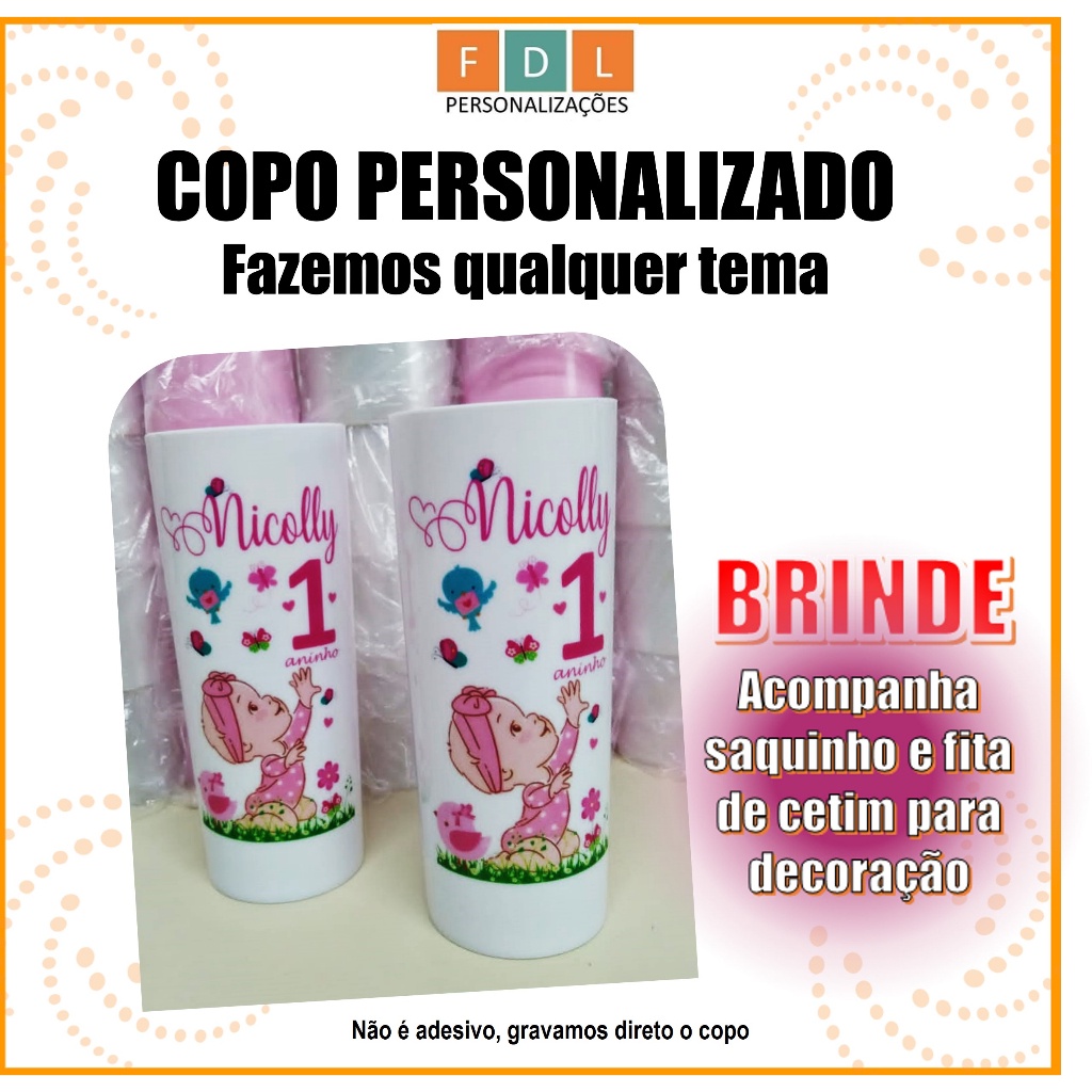 Kit c/ 50 Copos Long Drink Personalizado 350ml - Qualquer Tema